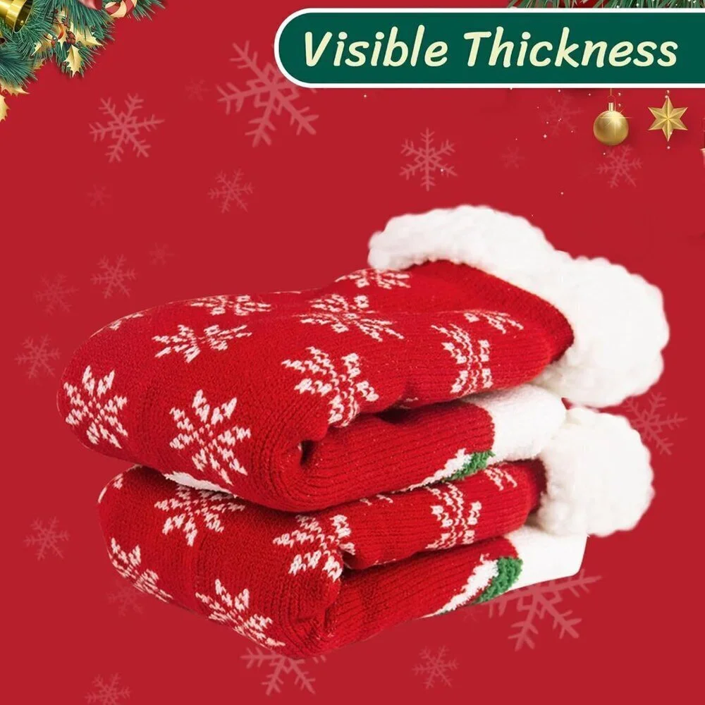 Women's Snowman Winter Warm Grip Fluzzy Cozy Soft Thick Mid-calf Socks